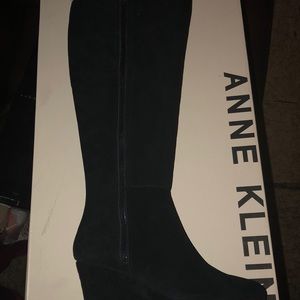 Anne Klein Womens Alanna Suede Knee-High Dress